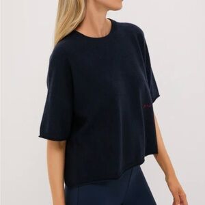 Tuckernuck Navy Short Sleeve Cashmere Lila Sweater